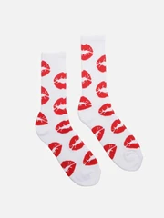 LIPS CREW SOCK-WHITE